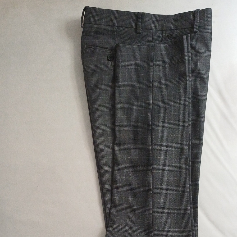 Men's Gray Plaid Dress Pants